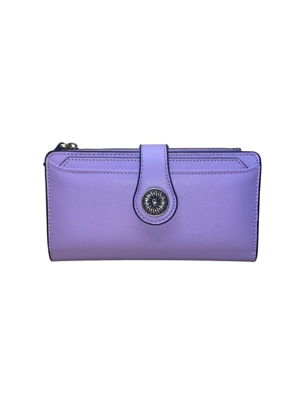 Travelambo Women’s Purple Faux Leather Patterned Button Design Clutch Wallet
